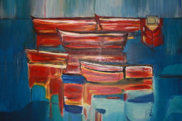 Peinture intitulée "Les barques" par Boiko Popov, Œuvre d'art originale