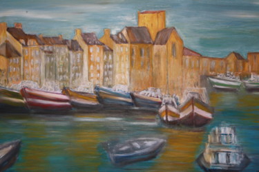 Peinture intitulée "le port d'Honfleur" par Boiko Popov, Œuvre d'art originale