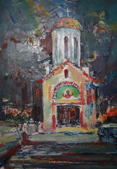 Peinture intitulée "La petite église" par Boiko Popov, Œuvre d'art originale, Acrylique