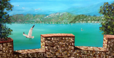 Painting titled "Cortona vista dalla…" by Leandro Boi, Original Artwork