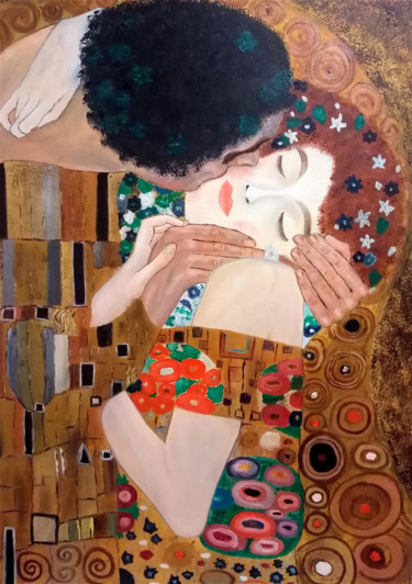 Peinture intitulée ""L'abbraccio" di Gu…" par Leandro Boi, Œuvre d'art originale, Huile