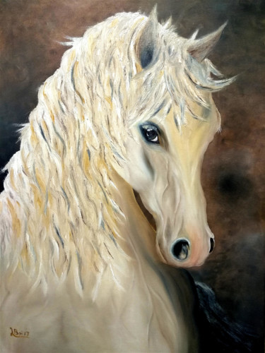 Peinture intitulée "Cavallo arabo.jpg" par Leandro Boi, Œuvre d'art originale, Huile