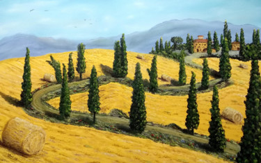Pittura intitolato "Val d'Orcia.jpg" da Leandro Boi, Opera d'arte originale