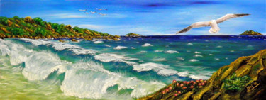 Pittura intitolato "Volare-sul-mare-5.j…" da Leandro Boi, Opera d'arte originale, Olio