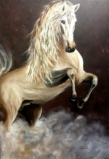 Malerei mit dem Titel "Rampant horse.jpg" von Leandro Boi, Original-Kunstwerk, Öl