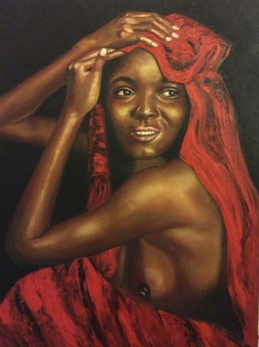 Painting titled "FEMME AFRICAINE 2" by Nathalie Boissinot, Original Artwork