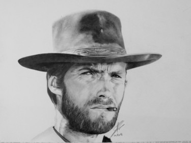 Dessin intitulée "Clint Eastwood" par Sébastien Boissard, Œuvre d'art originale, Crayon