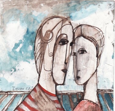 Drawing titled "05-hug" by Bojana Sindjic Antonijevic, Original Artwork