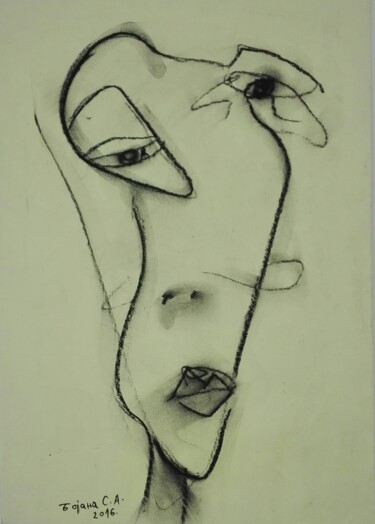 Drawing titled "self-portrait" by Bojana Sindjic Antonijevic, Original Artwork, Charcoal