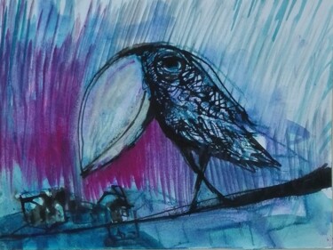 Drawing titled "purple rain" by Bojana Sindjic Antonijevic, Original Artwork, Ink