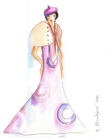 Painting titled "The Coat" by Bojana Dimitrijevic, Original Artwork, Watercolor