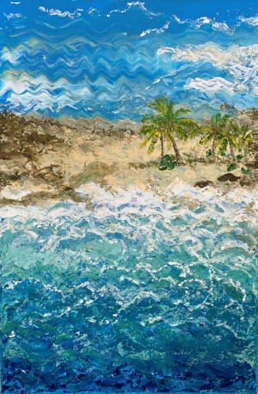 Картина под названием "Maldives paradise" - Svitlana Bozhesku, Подлинное произведение искусства, Акрил Установлен на Деревян…