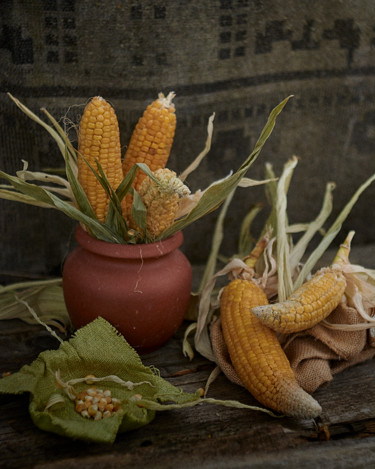 Fotografía titulada "Still life with corn" por Ekaterina Bokova, Obra de arte original, Fotografía digital
