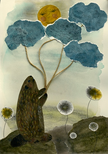 Fotografía titulada "Beaver collecting c…" por Ekaterina Bokova, Obra de arte original, Fotografía digital