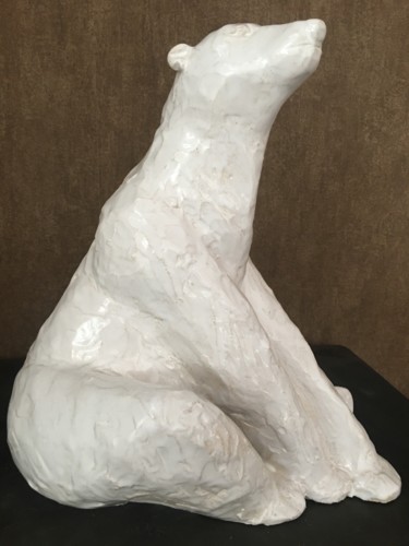 Sculpture titled "Grand ours blanc" by Nicole Boldo, Original Artwork, Ceramics