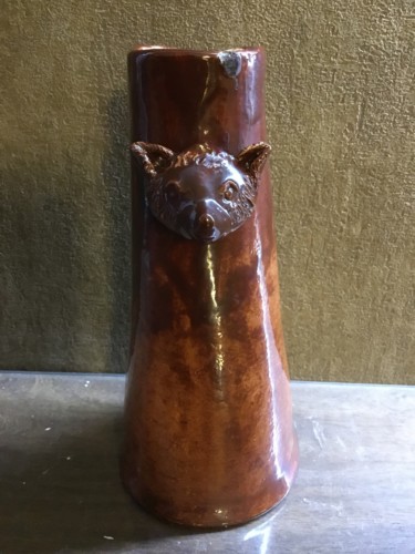 Sculpture intitulée "Vase Panda roux" par Nicole Boldo, Œuvre d'art originale, Céramique