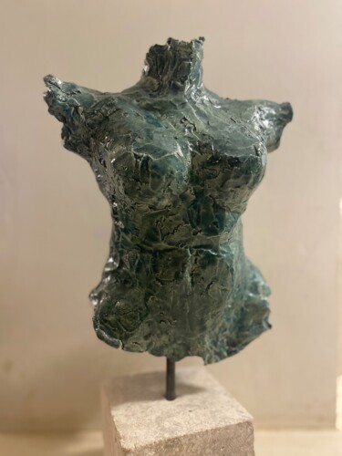 Sculpture intitulée "Buste bleu" par Nicole Boldo, Œuvre d'art originale, Terre cuite