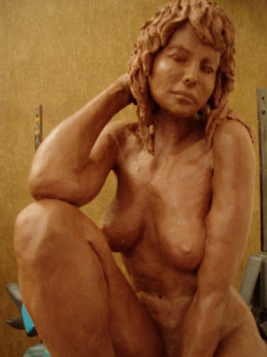 Sculptuur getiteld "JE REVE ENCORE" door Nicole Boldo, Origineel Kunstwerk, Terra cotta