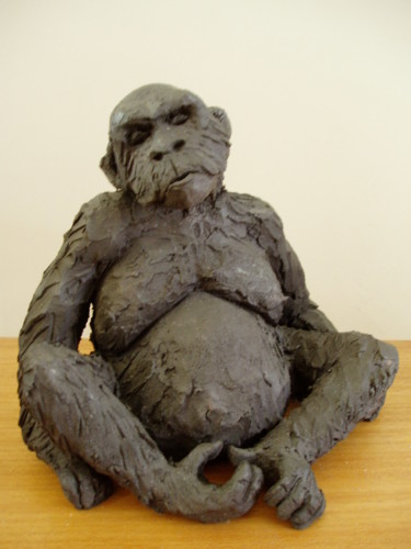 Sculpture intitulée "Gorille" par Nicole Boldo, Œuvre d'art originale, Céramique