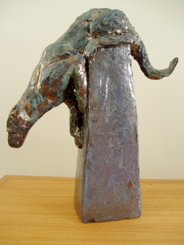 Sculpture titled "PANTHERE LE BOND" by Nicole Boldo, Original Artwork, Ceramics