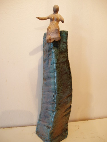 Sculpture titled "COLONNE- ATTENTE" by Nicole Boldo, Original Artwork, Ceramics
