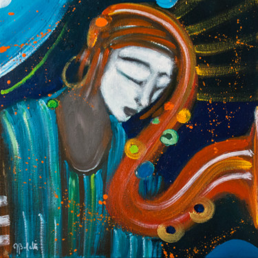 Pintura intitulada "gueixa dos cabelos…" por Guido Boletti, Obras de arte originais, Acrílico