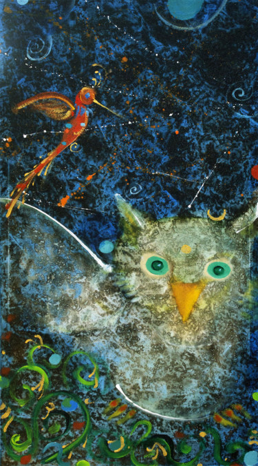 a coruia e o beijaflor Pintura intitulada "a coruia e o beijaf…" por Guido Boletti, Obras de arte originais, Acrílico