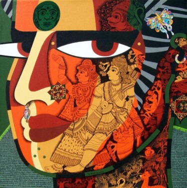 Malerei mit dem Titel "PUPPET MAKER-11" von Bolgum Nagesh Goud, Original-Kunstwerk