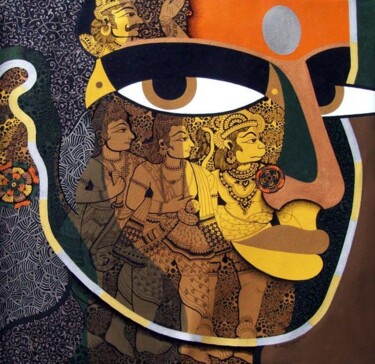 Malerei mit dem Titel "PUPPET MAKER-55" von Bolgum Nagesh Goud, Original-Kunstwerk