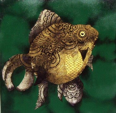 Malerei mit dem Titel "MY FISHES-K" von Bolgum Nagesh Goud, Original-Kunstwerk