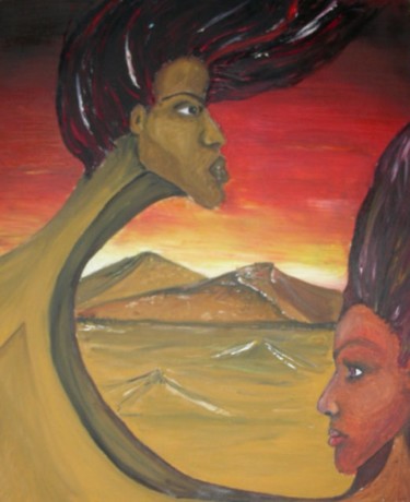 Pittura intitolato "unione al tramonto" da Silvia Bolognini, Opera d'arte originale, Olio