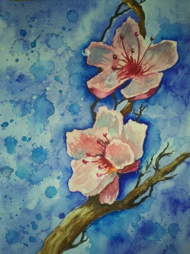 Painting titled "Sakura flowers" by Frolova Anastasia, Original Artwork