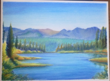 Pintura intitulada "Peacefull lake" por Bom Art, Obras de arte originais, Pastel
