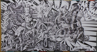Dessin intitulée "RETROPOLIS" par Jlouis Grondin, Œuvre d'art originale, Stylo gel
