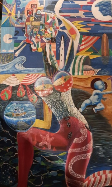 Malerei mit dem Titel "SIREN" von Jlouis Grondin, Original-Kunstwerk, Acryl