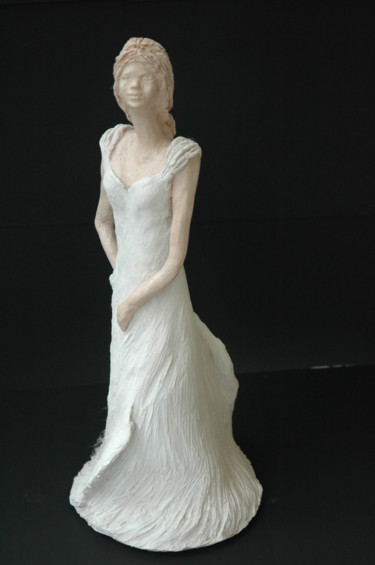 Sculpture intitulée "Mademoiselle" par Michelle Bompard, Œuvre d'art originale, Terre cuite
