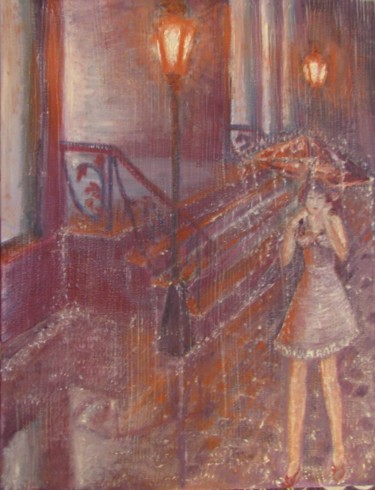 Pintura titulada "Красные фонари" por Anatolii Bon, Obra de arte original, Oleo