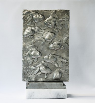 Sculpture intitulée "9 GOLDFISH" par Barake Sculptor, Œuvre d'art originale, Métaux