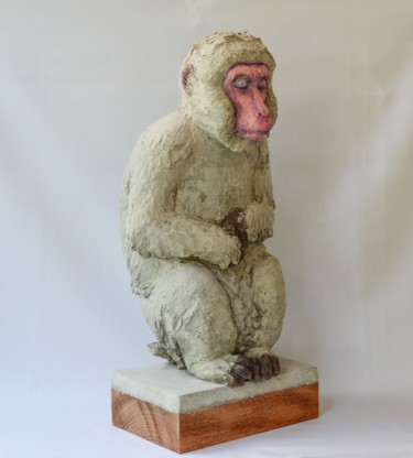 Escultura titulada "MACAQUE JAPONAIS" por Barake Sculptor, Obra de arte original, Papel