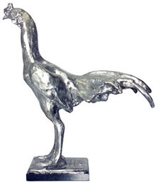Sculpture titled "GALO DE BRIGA" by Barake Sculptor, Original Artwork, Metals