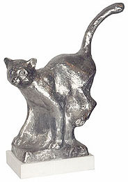 Sculpture titled "GATO" by Barake Sculptor, Original Artwork, Metals