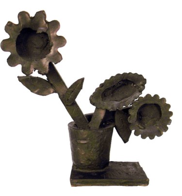 Rzeźba zatytułowany „VASO DE FLORES” autorstwa Barake Sculptor, Oryginalna praca, Metale