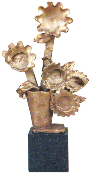 Sculpture titled "VASO DE FLORES" by Barake Sculptor, Original Artwork, Metals