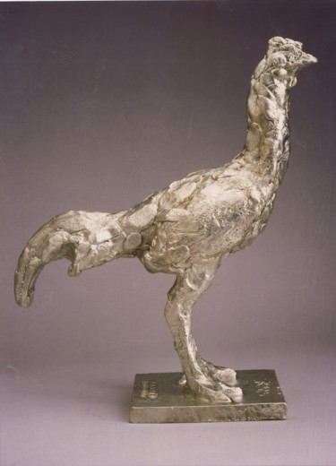 Sculpture titled "LE COQ  ARGENT950" by Barake Sculptor, Original Artwork, Metals