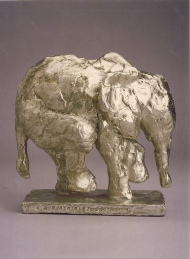 Скульптура под названием "BABY ELEPHANT  ARGE…" - Barake Sculptor, Подлинное произведение искусства, Металлы