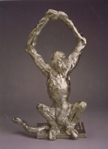 Scultura intitolato "SINGE ARAIGNÉE  ARG…" da Barake Sculptor, Opera d'arte originale, Metalli