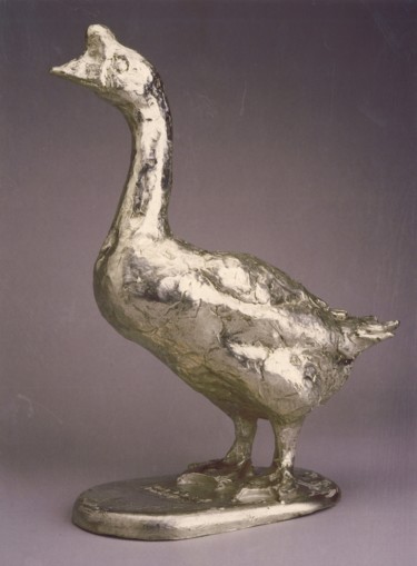 Γλυπτική με τίτλο "OIE GOOSE  ARGENT950" από Barake Sculptor, Αυθεντικά έργα τέχνης, Μέταλλα