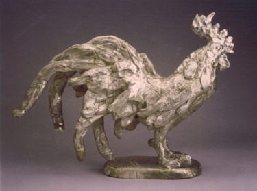 Escultura intitulada "COQ JAPONAIS  ARGEN…" por Barake Sculptor, Obras de arte originais, Metais