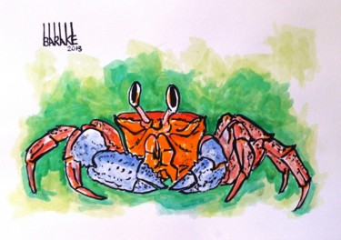 Painting titled "CRAB" by Barake Sculptor, Original Artwork, Watercolor