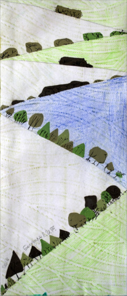 Dessin intitulée "The hills - zigzags" par Katia Bondar, Œuvre d'art originale, Conté